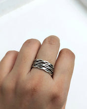 3 row silver ring