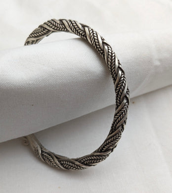 Unisex Silver braided cuff bracelet
