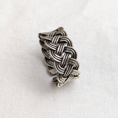 Woven silver ring