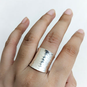 Beaten silver ring