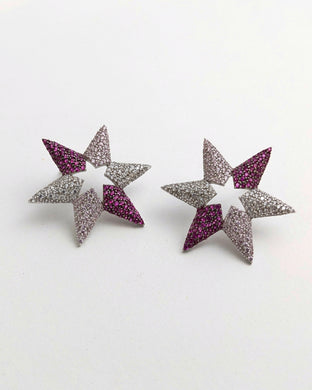 Micro setting zircon star studs