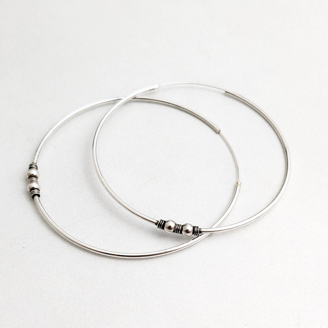 Fine silver hoop earrings