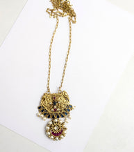 Red and blue stone necklace