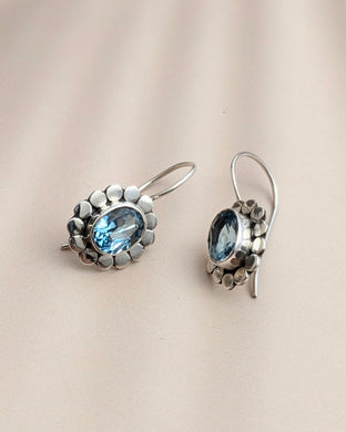 Blue topaz floral earrings