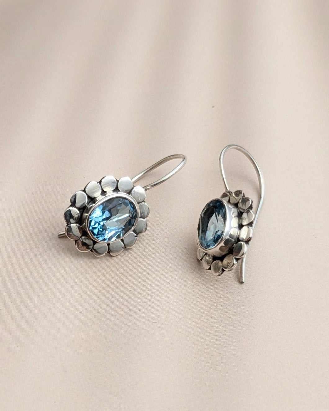 Blue topaz floral earrings
