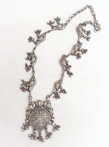Peacock silver necklace