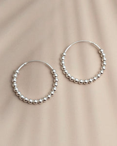 Silver ball hoop earrings