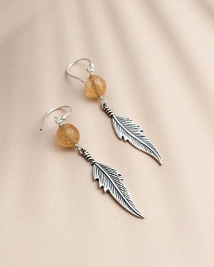 Citrine leaf earrings