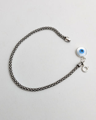 Silver evil eye charm bracelet