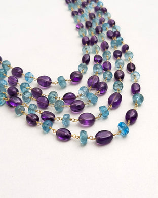 Amethyst and apatite neckalce