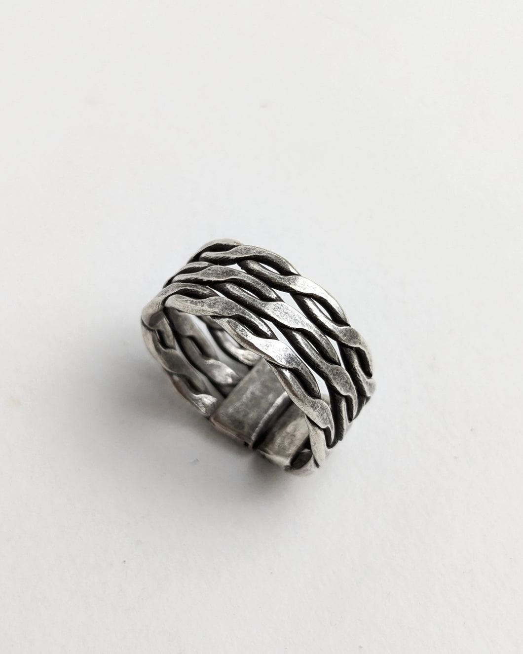 3 row silver ring