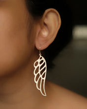Matt silver wing drop earrings