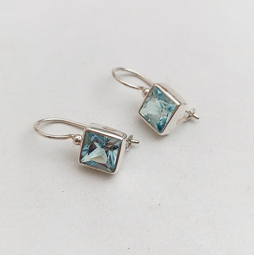 Silver blue topaz earrings