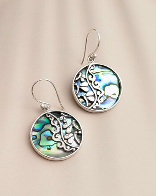Filigree abalone earrings