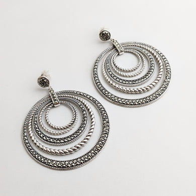Concentric earrings with marcasite
