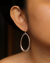 Oval silver drop earrings