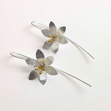 Silver floral earring