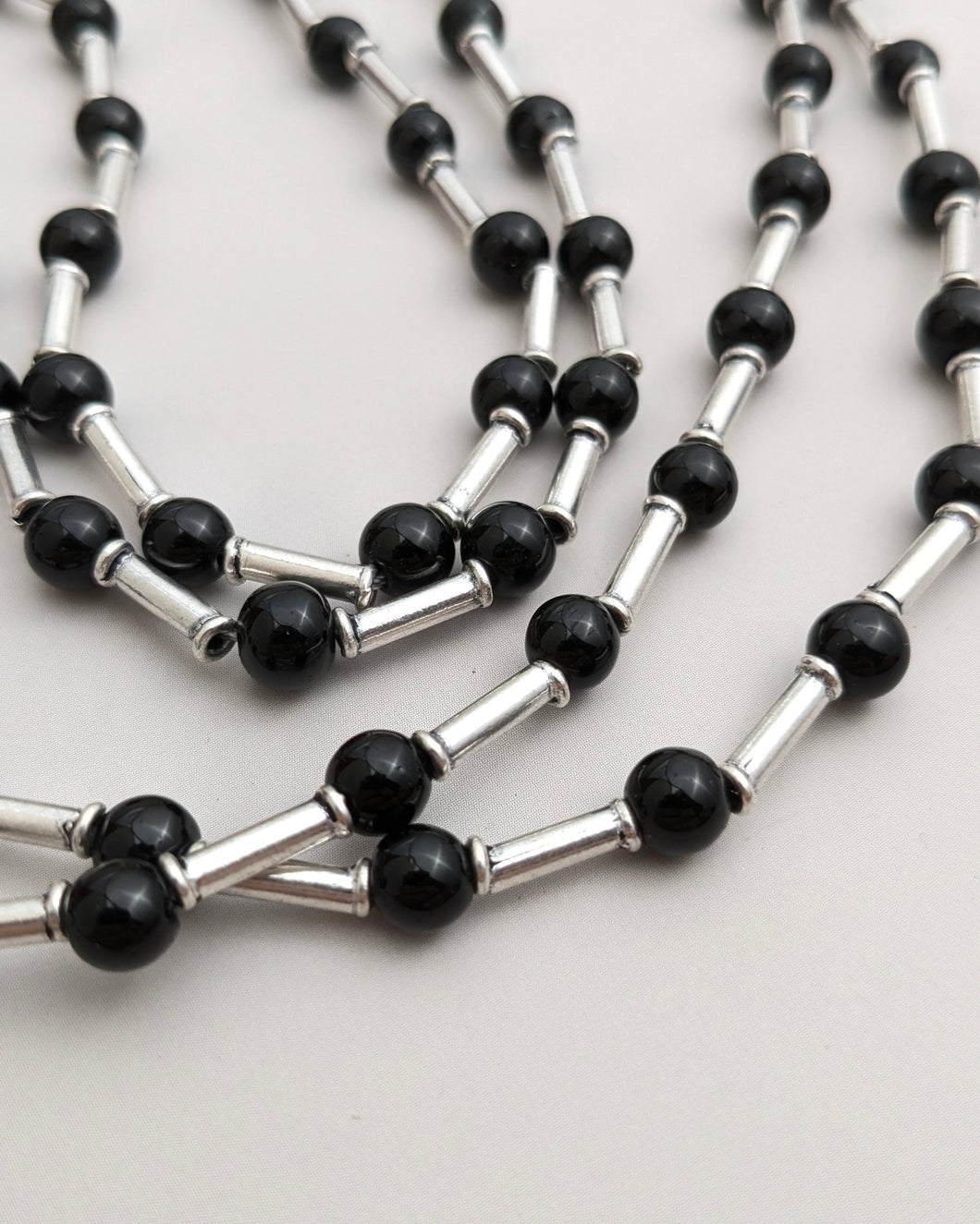 Black onyx and silver necklace
