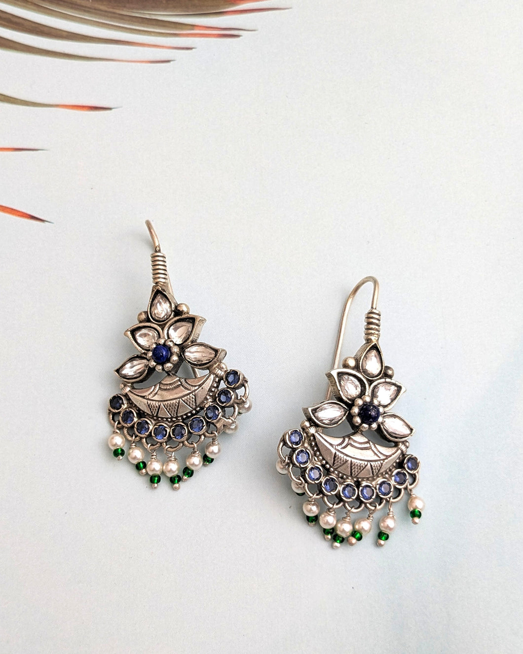 Lapiz Kundan earrings