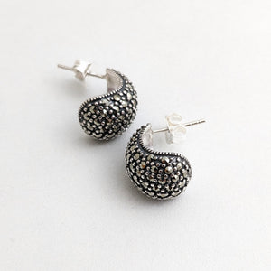 Ear hugging marcasite studs