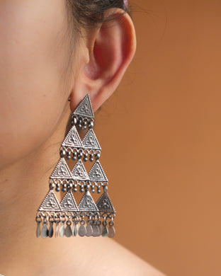 Triangular silver earrings