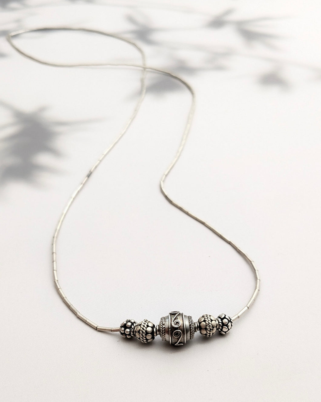 Silver bead necklace