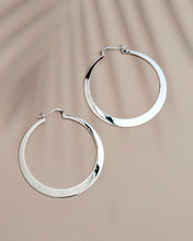 Flat silver hoop earrings