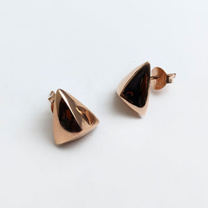 Unisex Trillion shaped rose gold silver studs