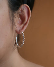 Silver ball hoop earrings