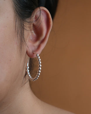 Silver ball hoop earrings
