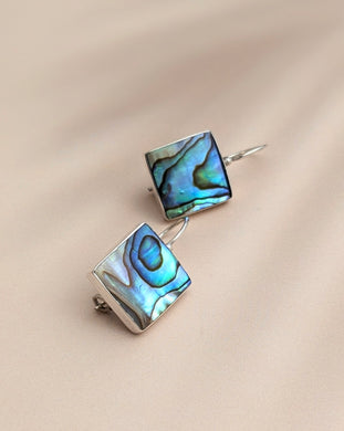 Square abalone earrings