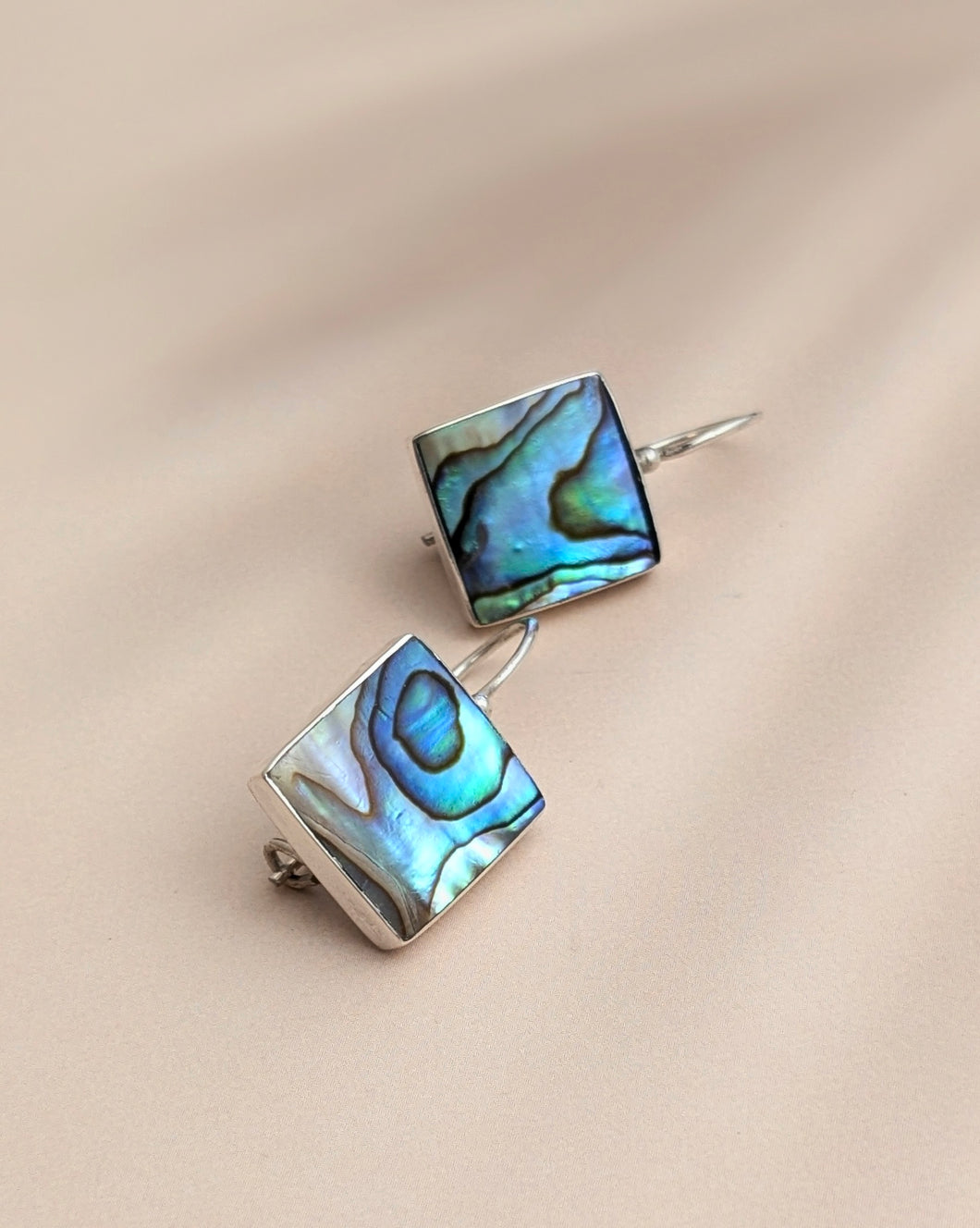 Square abalone earrings