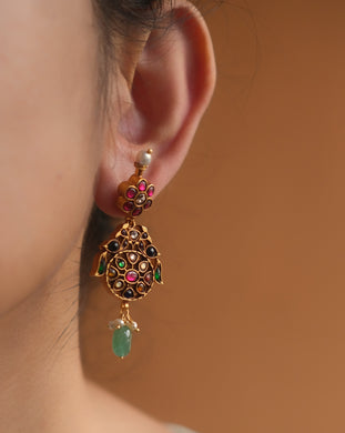 Multi colour kundan earrings