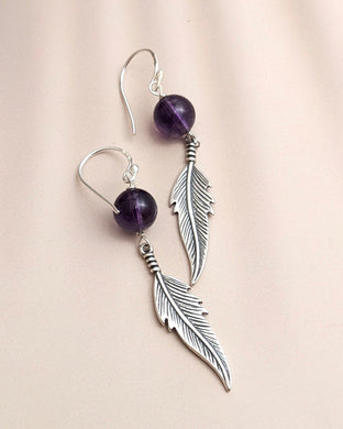 Amethyst leaf earrings