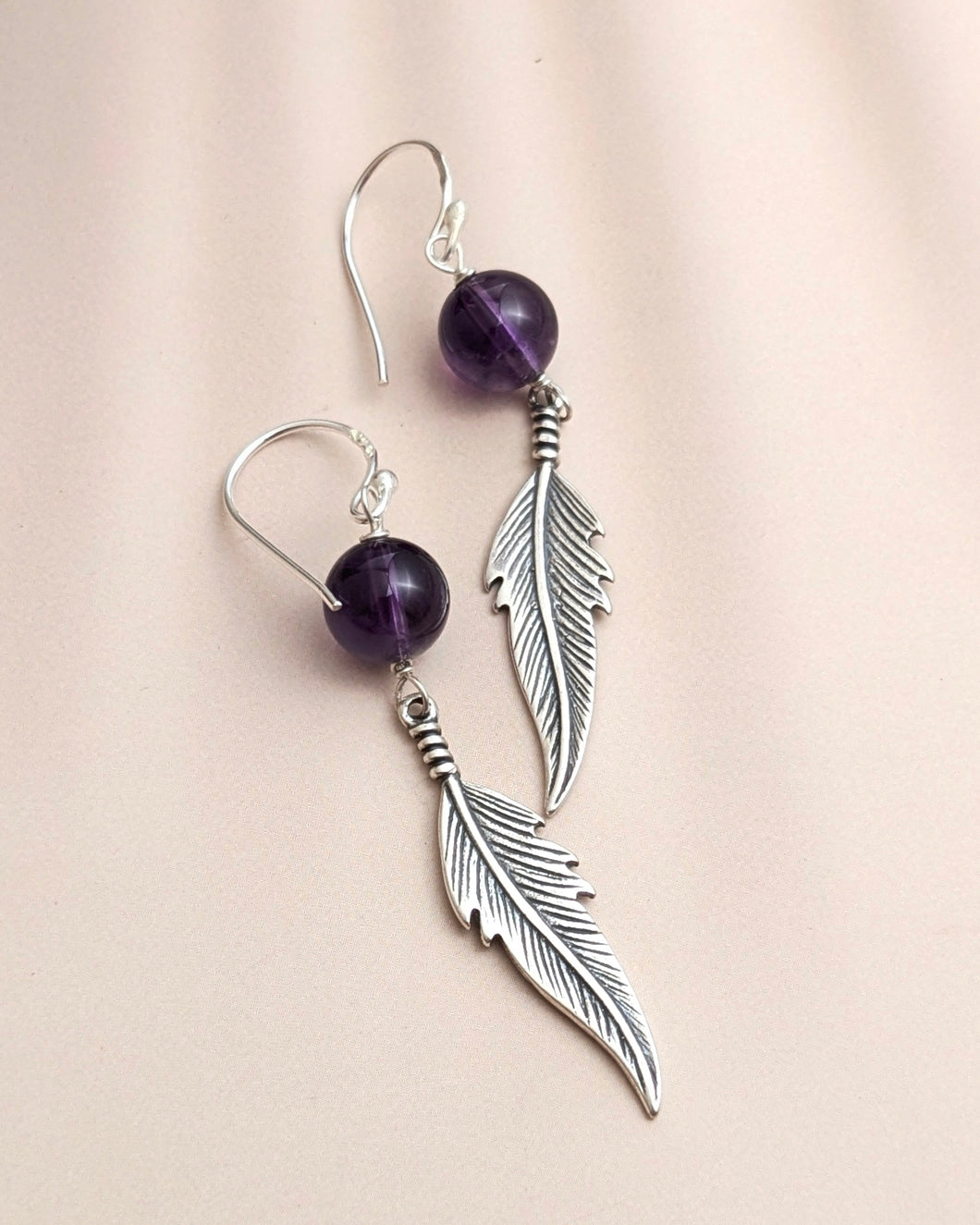 Amethyst leaf earrings