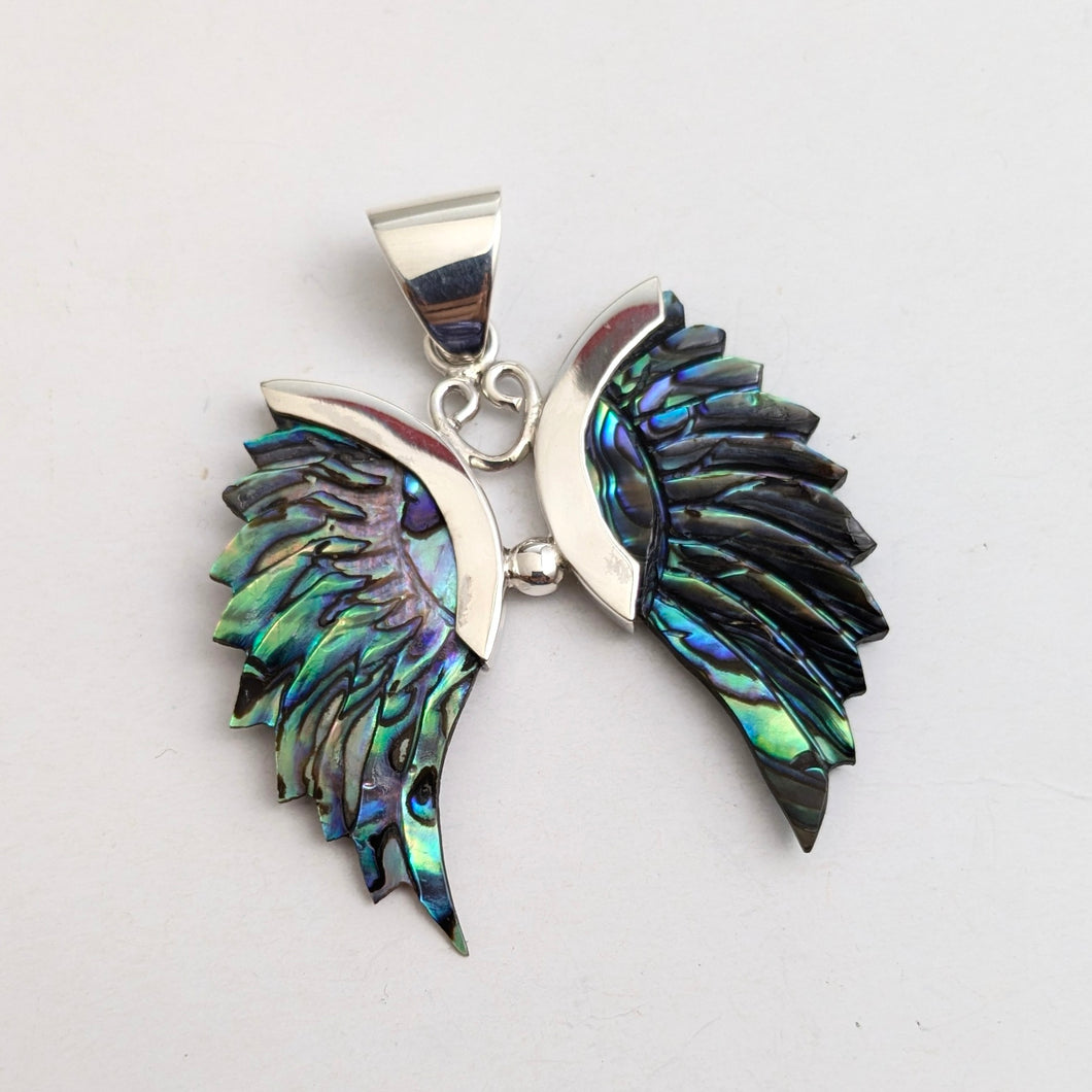 Angel wings abalone pendant