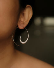 Matt silver crescent hoop earrings