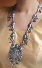 Peacock silver necklace