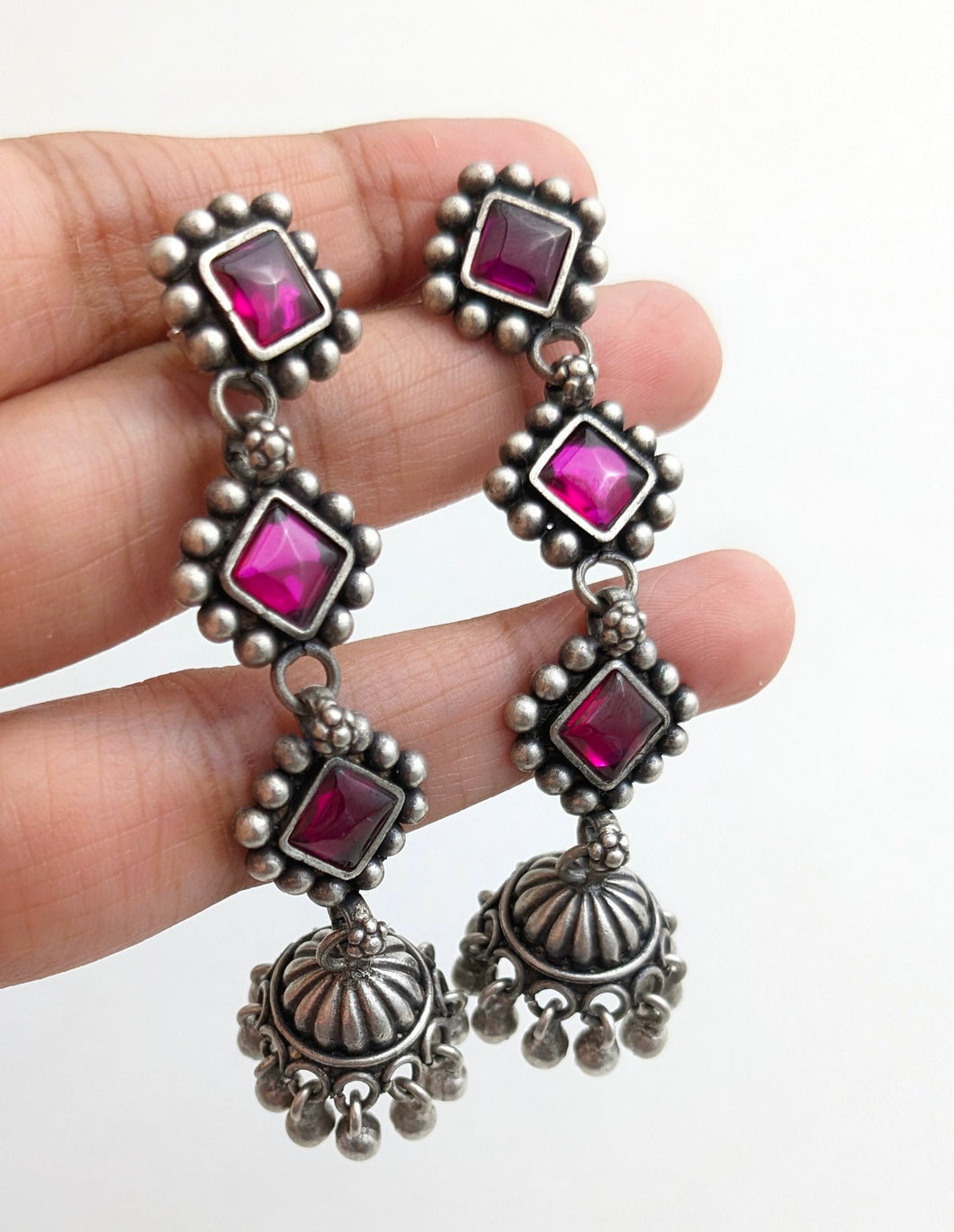 Traditional silver earrings