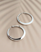 Flat multi dimensional silver hoop earrings