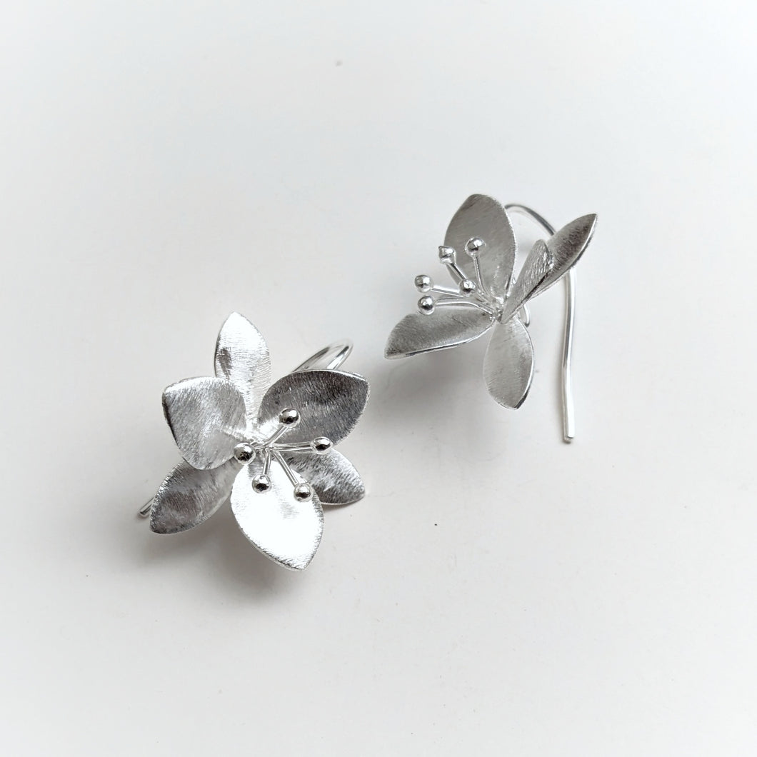 Silver floral earring