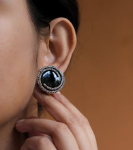 Black onyx marcasite studs