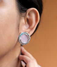 Pink  moher of pearl marcasite studs