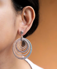 Concentric earrings with marcasite