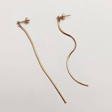 Rose gold plated silver chain earrings