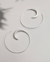 Matt silver crescent hoop earrings