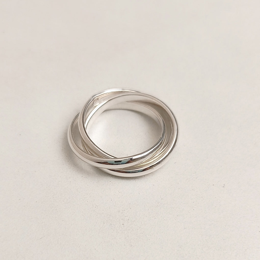 Triple Entwined silver ring