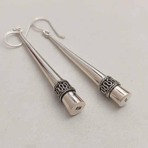 Conical silver earrings