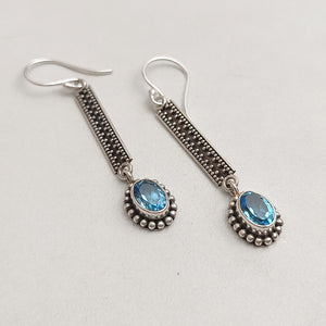 Blue topaz danglers