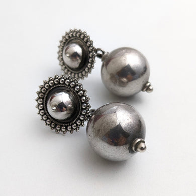 Traditional silver ball earrings